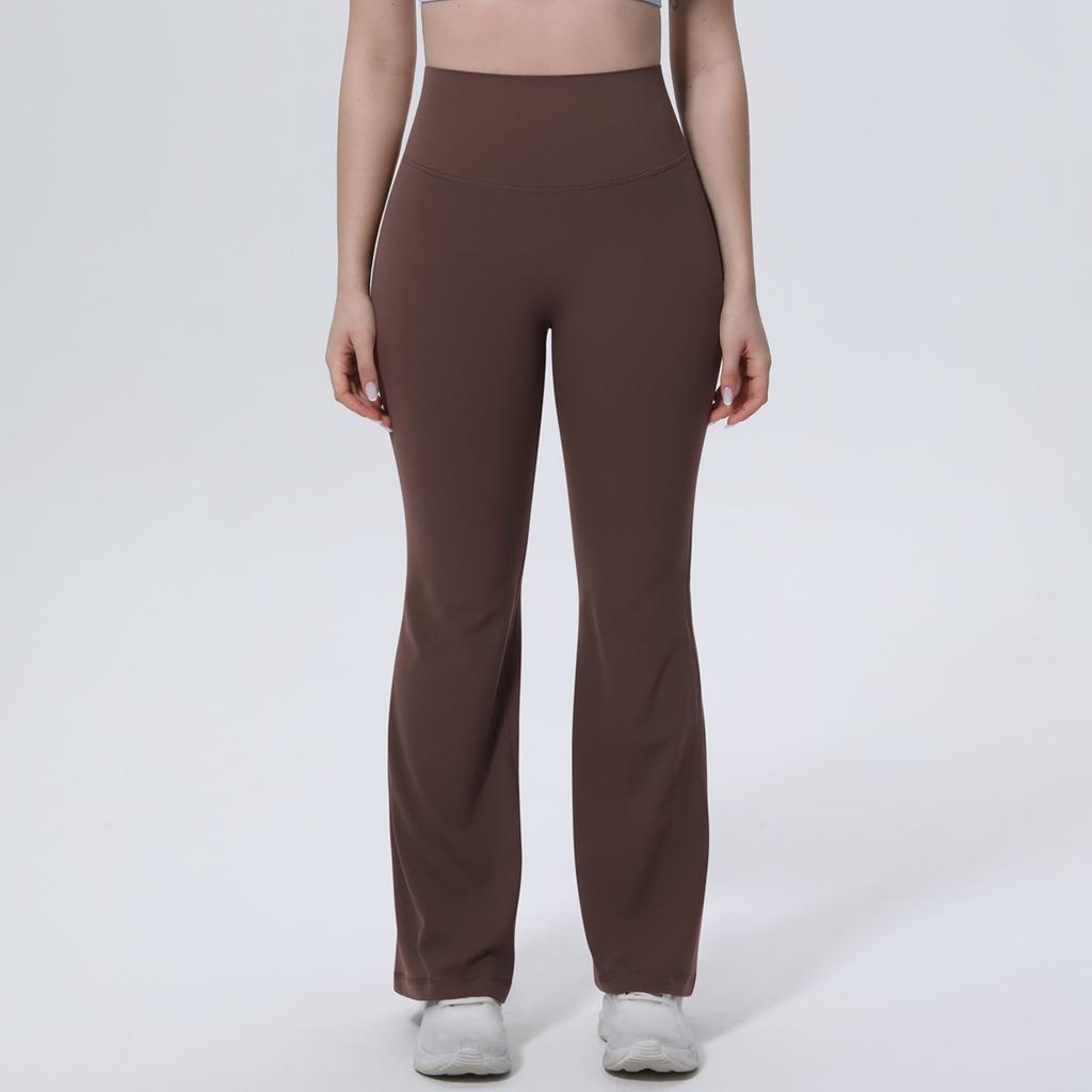 New solid color breathable high waist hip lift tight wide leg pants sports running fitness flared pants yoga clothes women