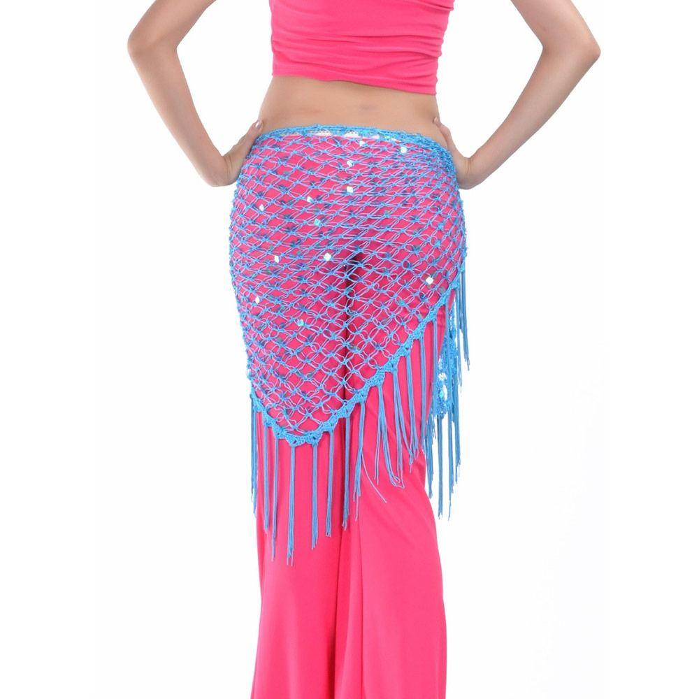 Fashion Tassel Belly Dance Hip Scarf Sequins Bohemian Waist Chain Crochet Dancer Skirt Show Costumes