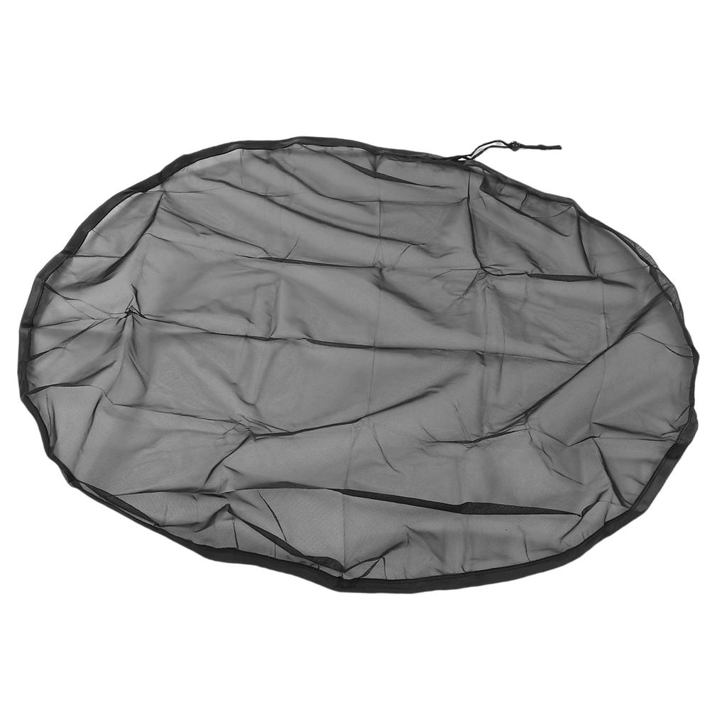 Rain Bucket Mesh Cover Black 37.4in Diameter Polyester Fiber Water Collection Bucket Cover with Drawstring for Leaves