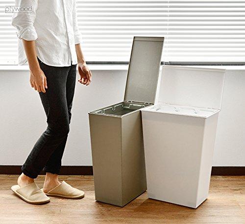 Kcud Simple Wide [Gray] Trash Can with Lid