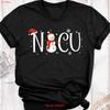 Nicu Nurse Christmas T Shirt Hospital Party Winter Nursing Crew Holiday Outfit Vintage Casual Stretched Breathable Soft