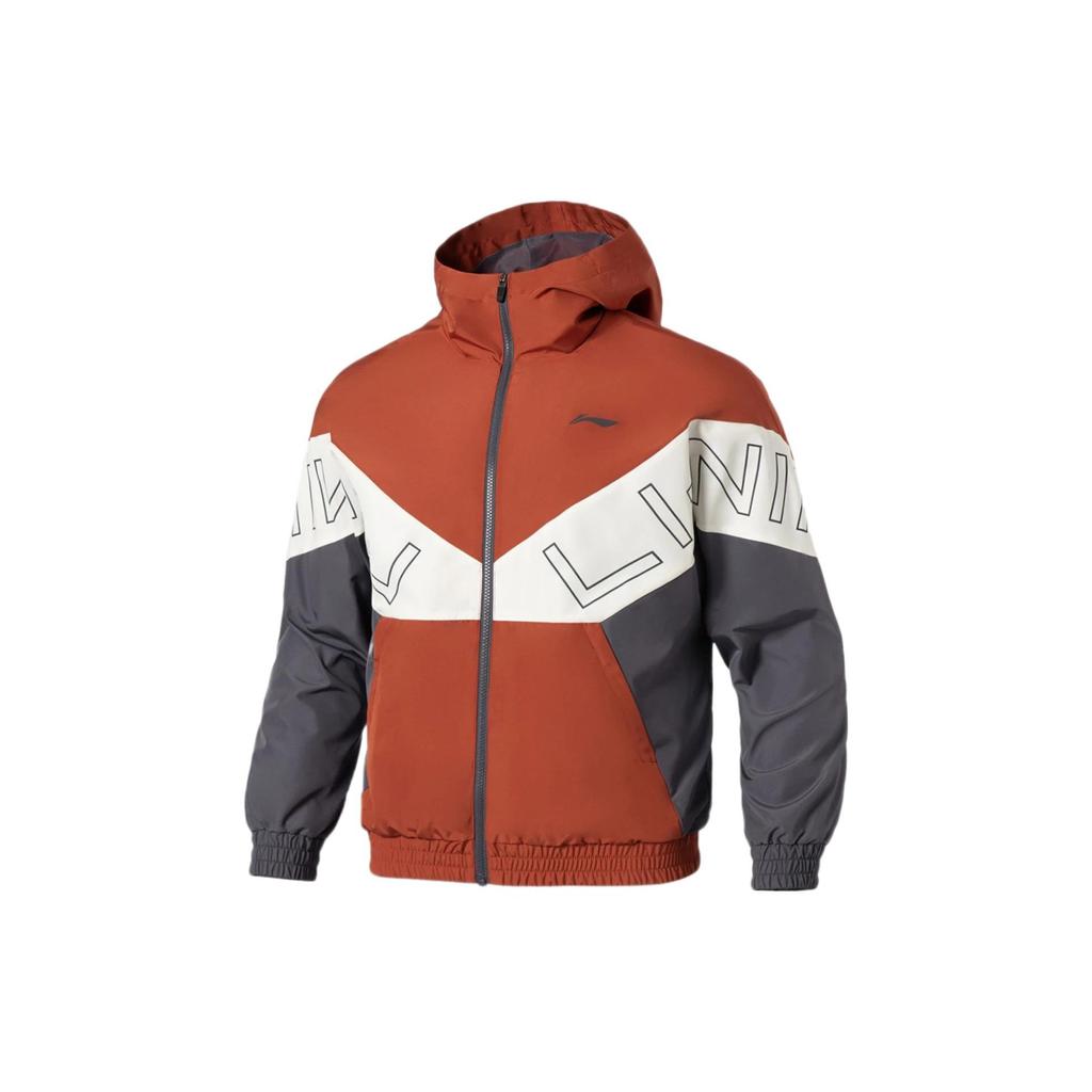 Li-Ning Loose Fit Sports Hooded Windbreaker Jacket Men Jacket Red-Brick-Brown AFDS007-9