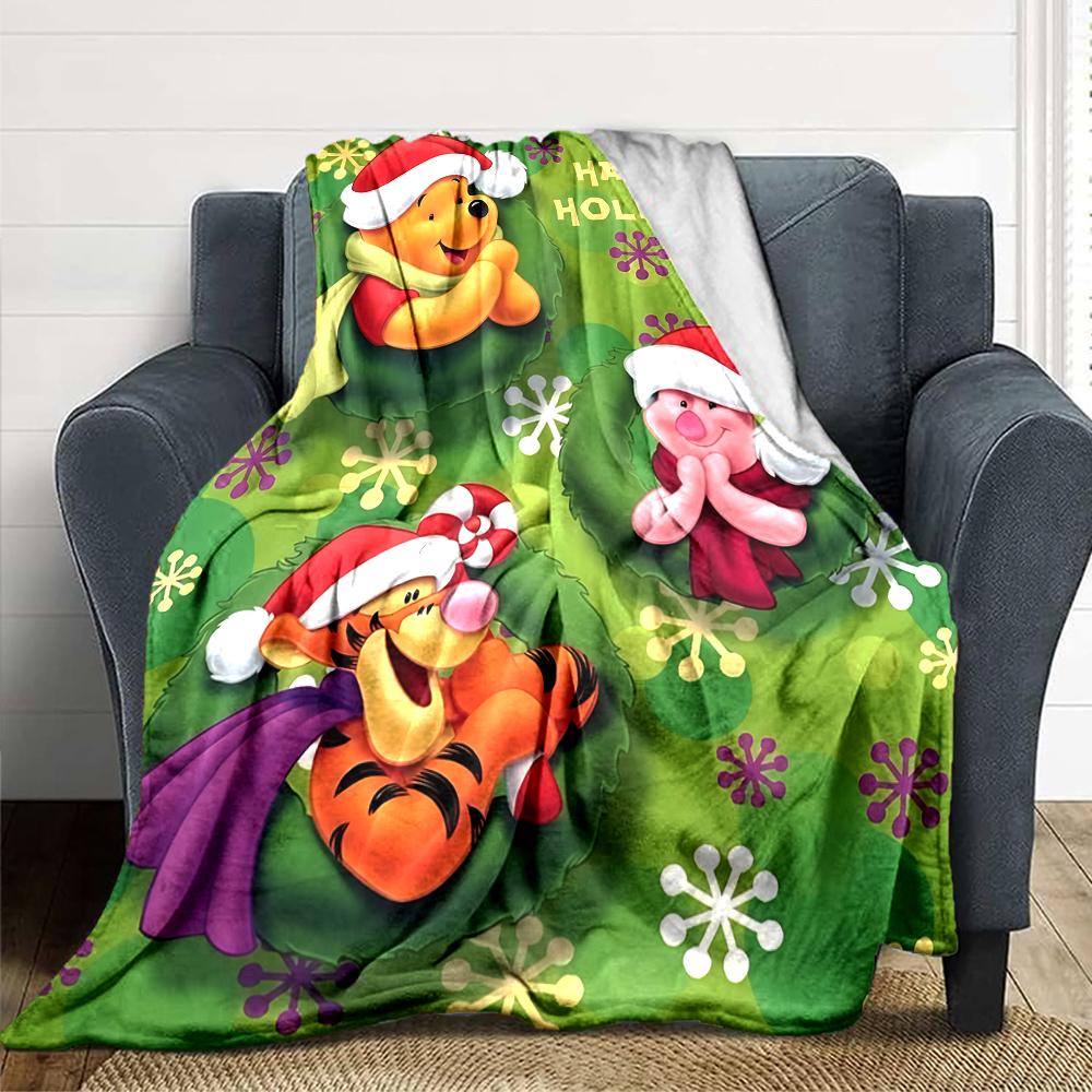 Christmas Winnie Pooh Blanket Soft Throw Blanket For Home Bedroom Bed Sofa Travel Office Solid Christmas Blanket