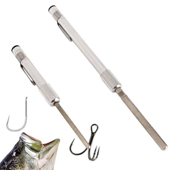 Pen Type Portable Hook Sharpener, Heavy Duty Metal Fishing Hook Sharpening Tool, Cutter Sharpener Rod with Clip, Fishing Accessories
