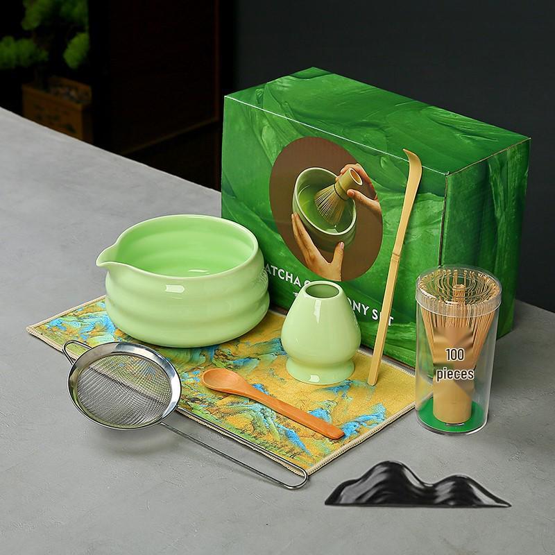 Japanese Ceramic Matcha Bowl Set with Bamboo Chasen Whisk – Perfect for Song Dynasty Tea Ceremony