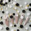 Pearlescent Camellia Nail Art Kit: Rose Flower Resin Accessories & Flat Rhinestones