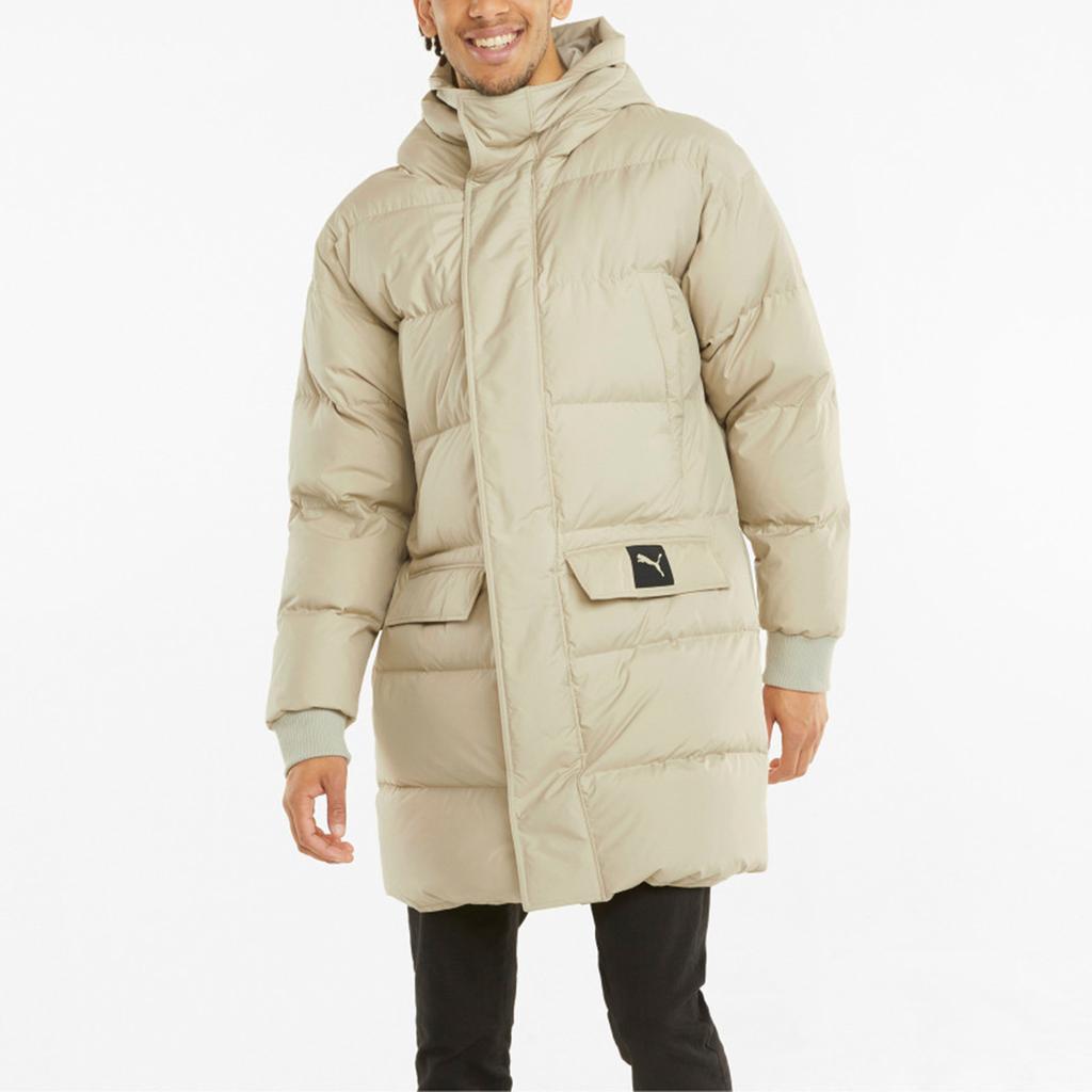 Puma Protective Down Jacket With Logo Pocket And Hood Men Outerwear Khaki 847665-42