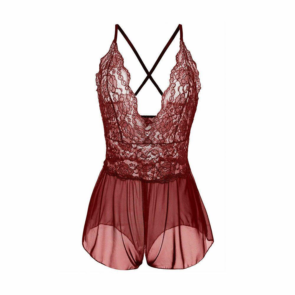 Women V Neck Lingerie Cross Back Babydoll With Adjustable Criss Cross Straps And Plus Size Options