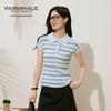 Mark Fairwhale Women's Color-Block Stripe Polo Knit Short Sleeve Top