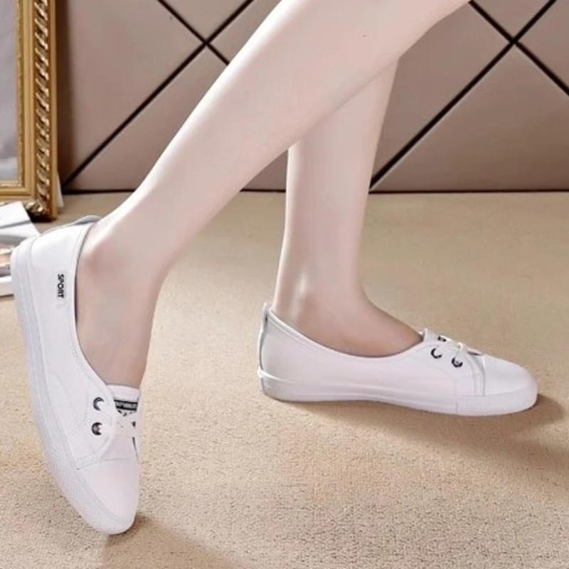 Moda 2024 Nowe Gorące Sprzedaży Damskie Obuwie Codzienne Damskie Wiosenne Codzienne Białe Buty Sportowe Płaskie Buty Oddychające Outdoor Zapatos Mujer