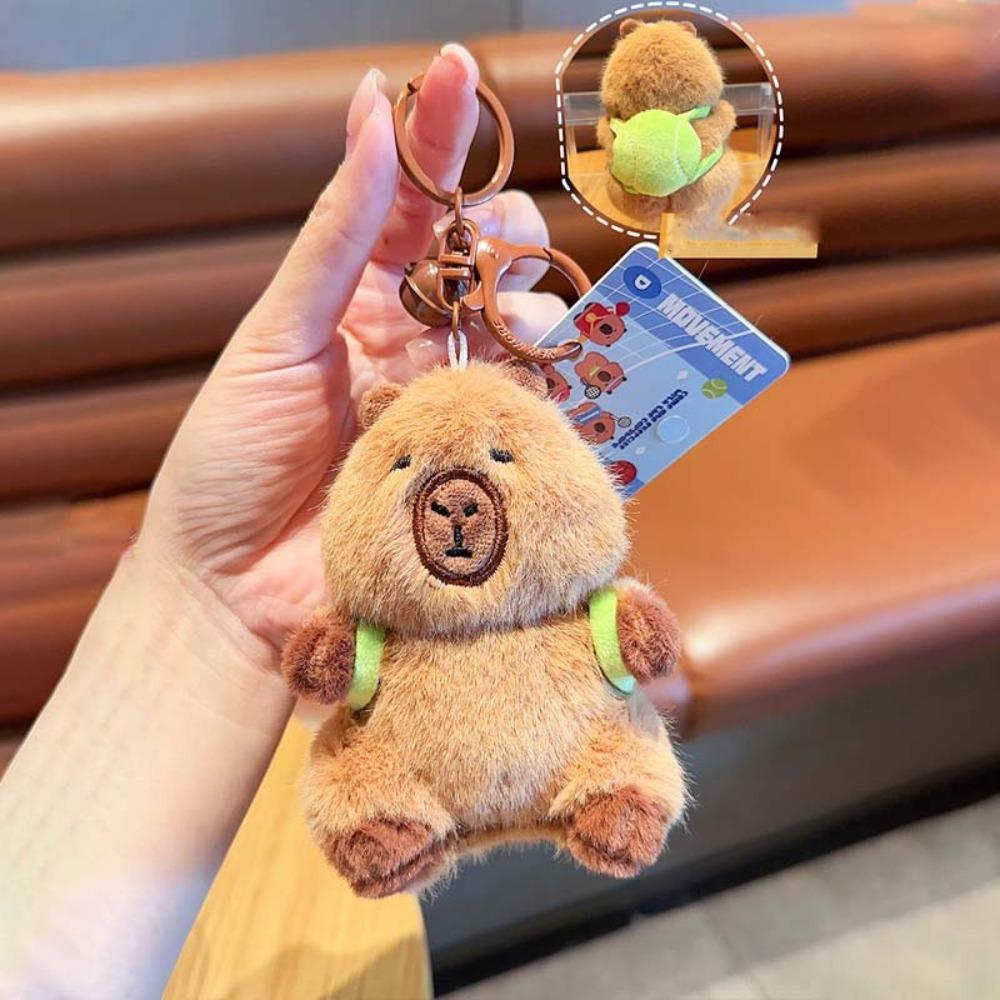 Cross Dressing Capybara Key Ring Soft Backpack Flutter Doll Funny Plush Sport Pendant  Daily