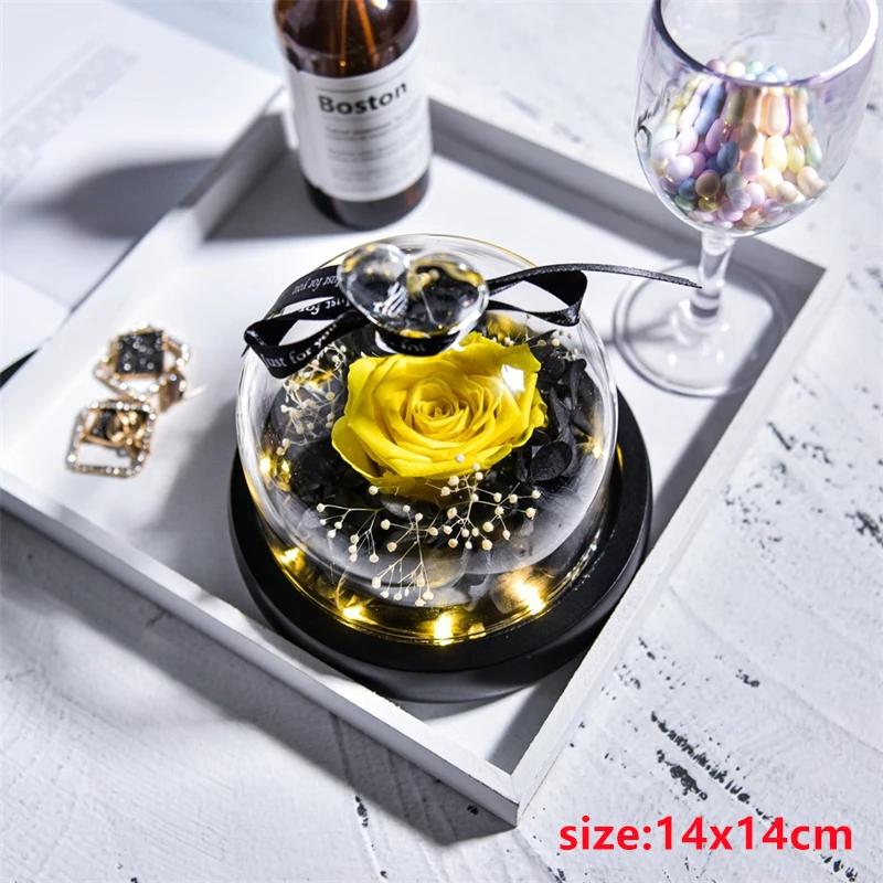 Valentines Day Gift for Girlfriend Eternal Rose LED Light Flower In Glass Cover Mothers Day Birthday Party Wedding Decoration