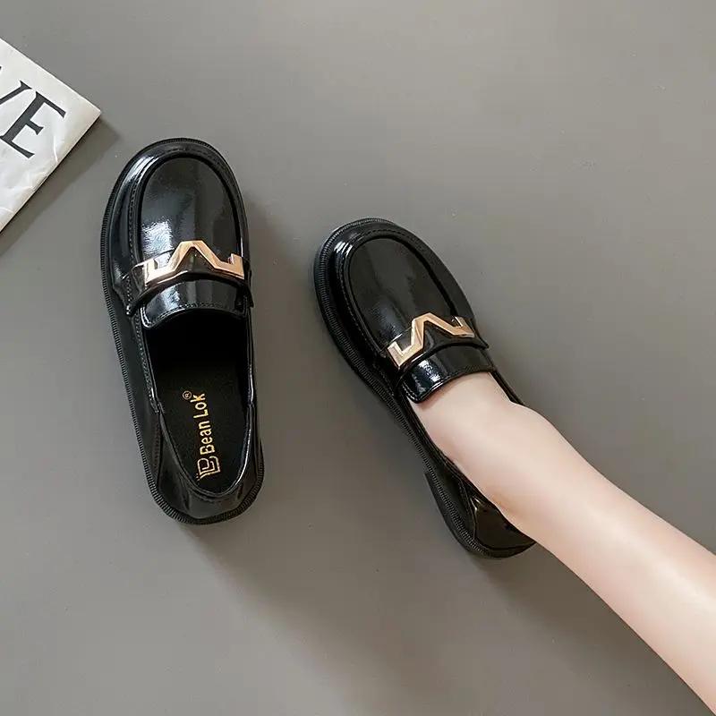Fashion Mary Jane Gothic Metal Decoration Japanese Style Lolita Matte Loafers with Medium Heels Women's Shoes Round Toe Ladies Footwear
