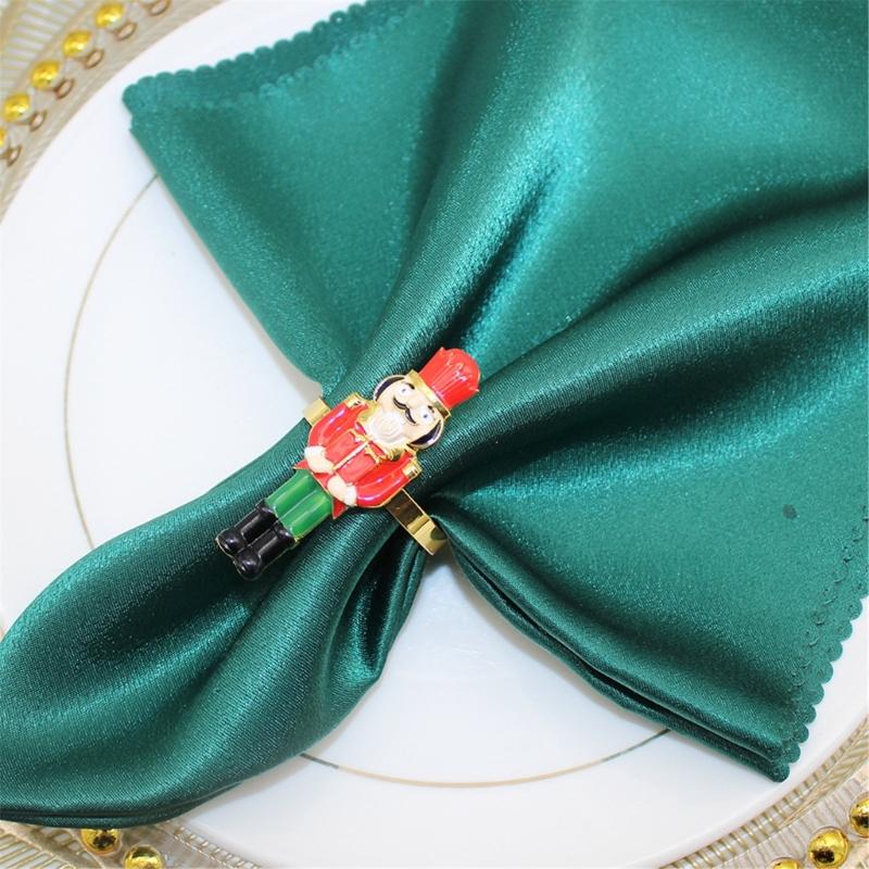 Elegant Holiday Dinner Napkin Rings Nutcrackers Design Alloy Metal Christmas Decors Elegant Alloy Napkin Holders