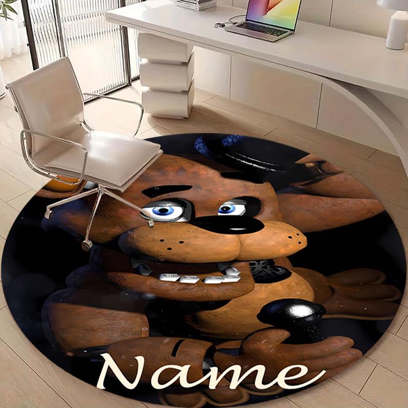 Personalized F-Freddy bear Round Chair Office Rug - Perfect for Mat, Office Chair & More - Ideal Gift for Birthdays and Holidays