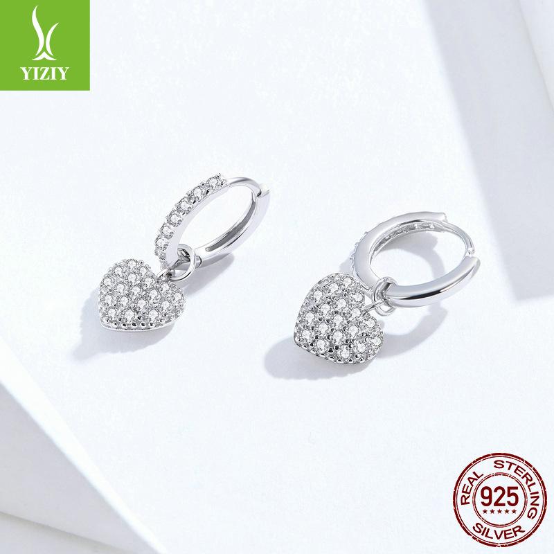 Love S925 Sterling Silver Heart Earrings Women'S Fashion Zircon Style Sterling Silver Ear Buckles Sce821