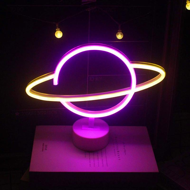 Shaped Led Cactus Neon Signs Light Holder Base Table Decoration Night Lamps