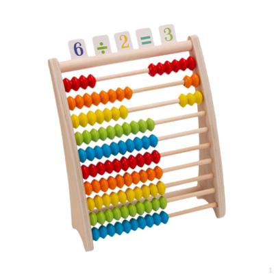 Counting Frame Toy Math Learning Addition Subtraction Beads Game 10 Row Wooden Abacus for