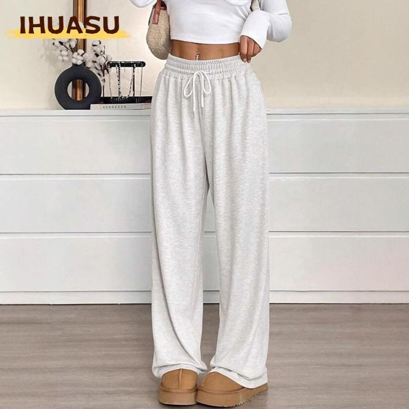 IHUASU Pantalones y capris con estampado de color sólido informal a la moda para mujer