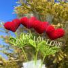 2/5pcs Handmade Crochet Heart Bouquet, Yarn Love Flowers with Green Stems, for Valentine'S Day,Mother'S Day,Birthday Gifts