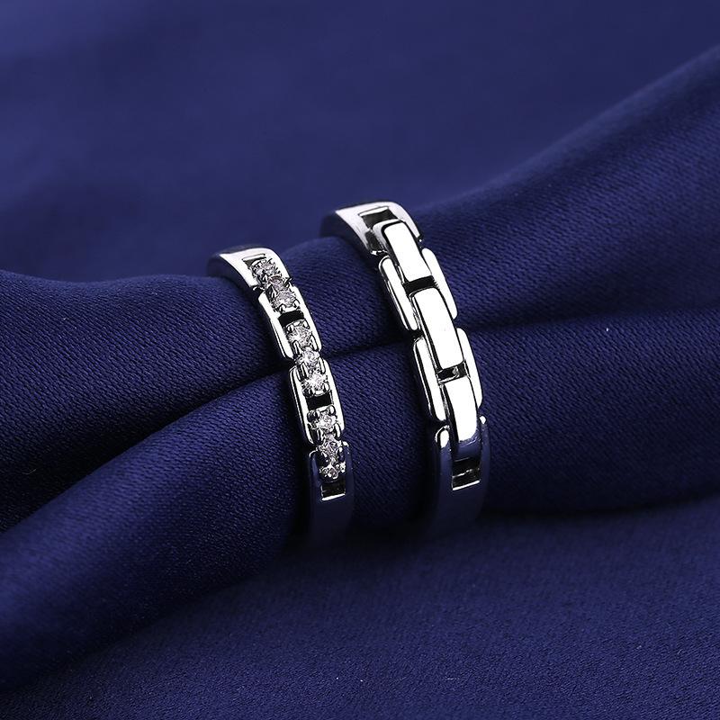 2Pcs 925 Silver Couples Ring Sets Light Polishing Simple Ring for Woman Man Classic Wedding Fine Jewelry Circle