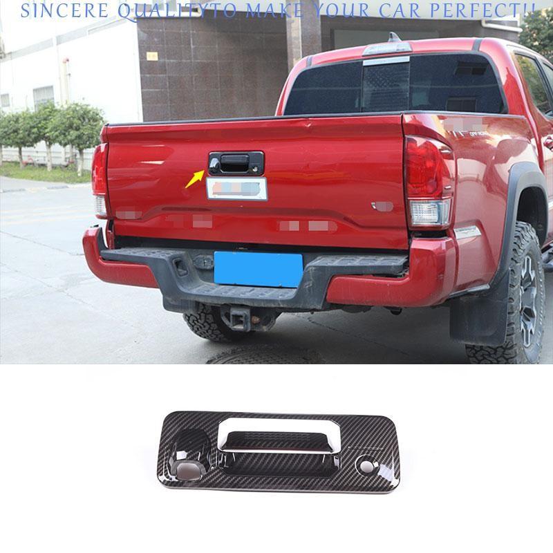 For Toyota Tacoma 2016-23 Carbon Fiber Rear Tailgate Rear Door Handle Bowl Cover