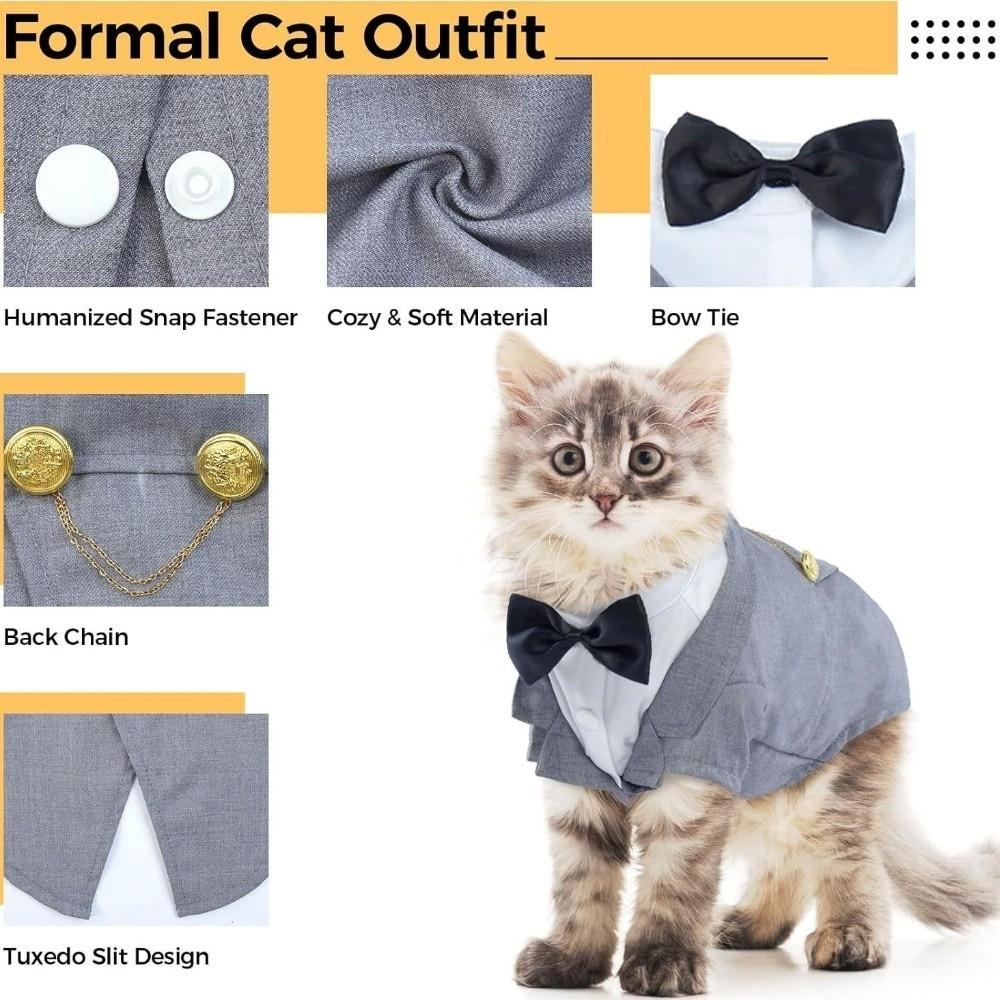 Wedding Dress with Tie Cat Birthday Tailcoat Clothes Formal Attire Small Pet Vest  Halloween