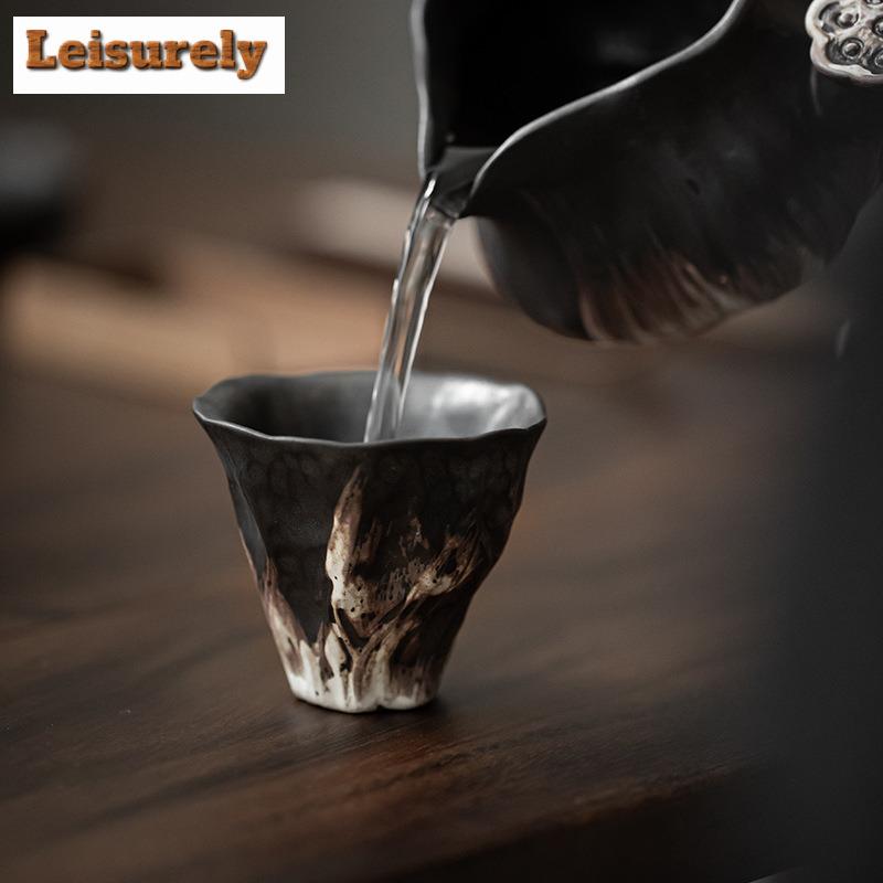 2 st/parti Japansk Lotusrim Grovkeramik Te-kopp Te-skål Mugge Te-provning Personlig Kopp Jianzhan Mästarkopper Dryckeskärl 50ml