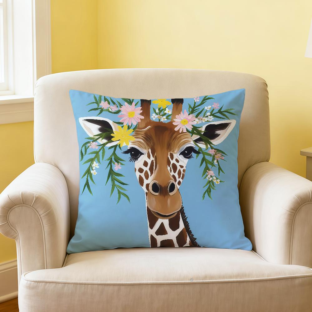 Giraffe Cartoon Fashion Cute Art soft Comfortable Pillow Case for Sofa Living Room Home office Decor Protective Covers