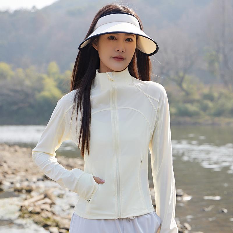 Women's Stylish UV Protection Slim Jacket - Lightweight Summer Cardigan for Yoga with Stand Collar