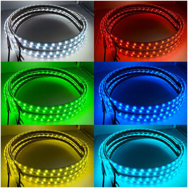 4PCS RGB Car Hub Lamp Flexible APP Remote RGB Control Neon Wheel Ring Strip Adjustable Ambient Rim Lights for Truck Offroad Jeep