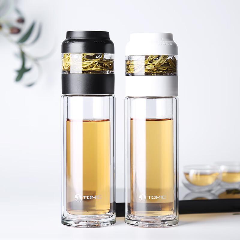 Temake Portable Double-Layer Glass Tea Cup