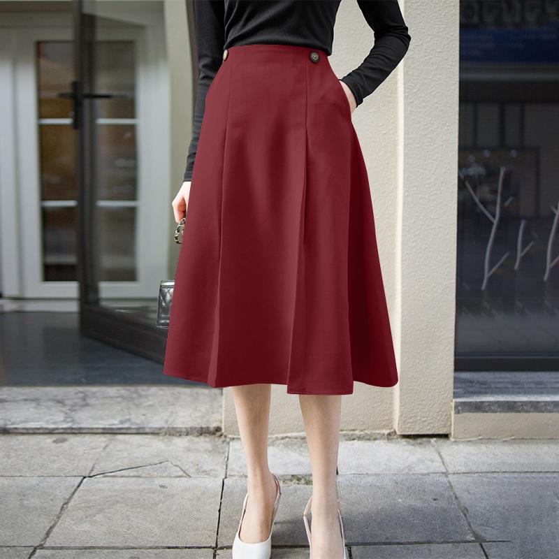 ZANZEA Women Casual Solid Color Loose Midi Long Skirts