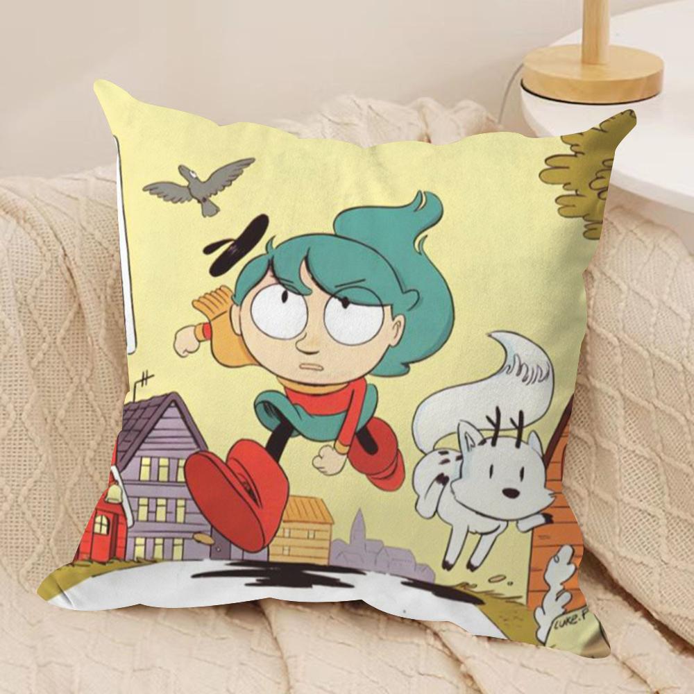 Cartoon HHilda Cushion Cover Silky Short Plush DoubleSided Printed Pillow Case for Sofa All Seasons Home Decor Gift