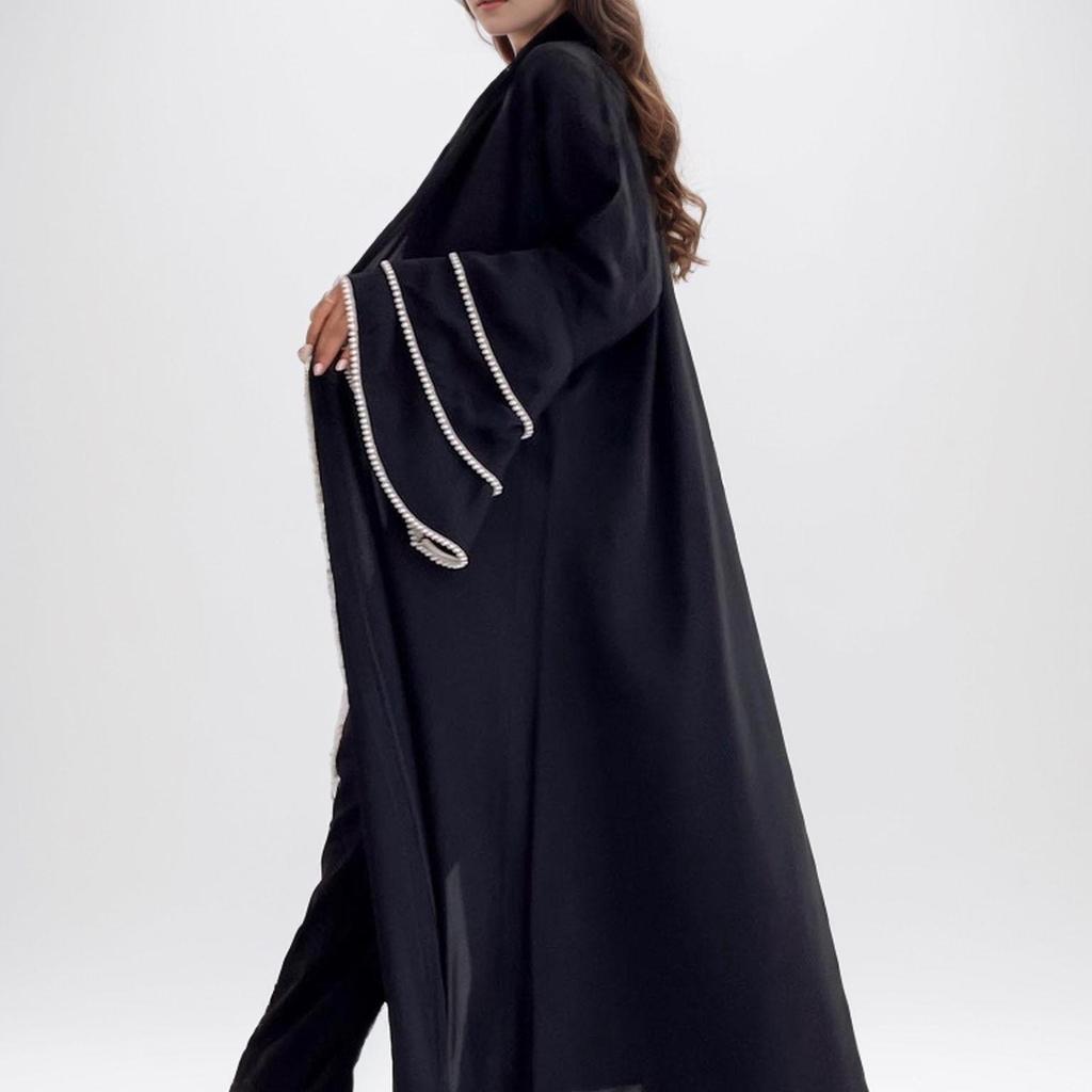 Elegant Hand-embroidered Pearl Women's Abaya Robe