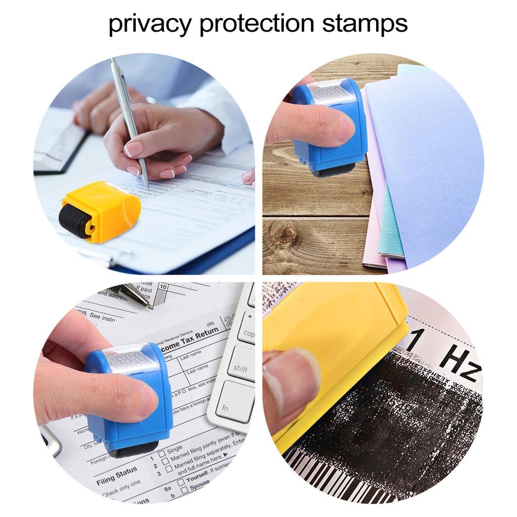 2Pcs Privacy Protection Stamps Compact Plastic Identity Guard Garbled Seals Reusable Waterproof Roller Security Identity Theft