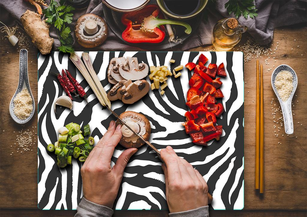 Szklana Płyta Deska Do Krojenia 52X40 Zebra