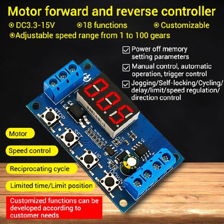 LED Digital Time Delay Relays Motor Speed Controller 3.3-15V Motor Forward And Reverse Controller Control Board