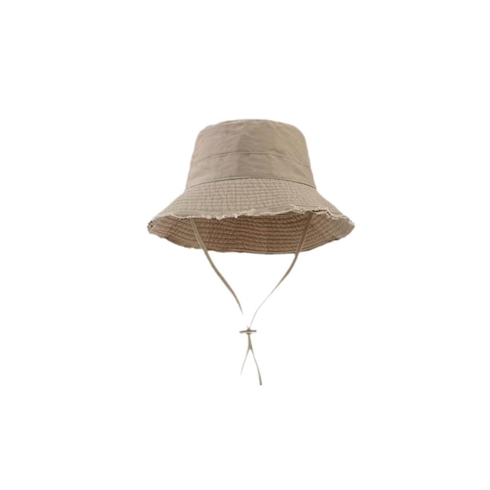 Solid Color Rough Edge Fisherman Hat Wide Brim Bucket Hat Fashion Outdoor Sun Hat  Male