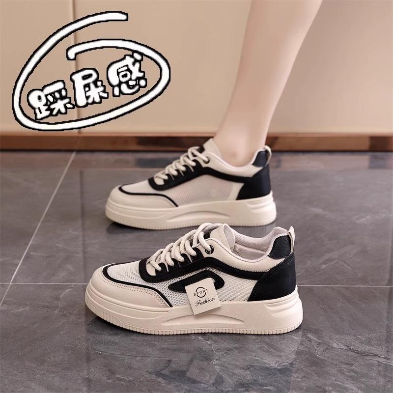 Korean version ins little white shoes students Korean version of female tide 2025 summer new thick-soled breathable casual shoes street little white b