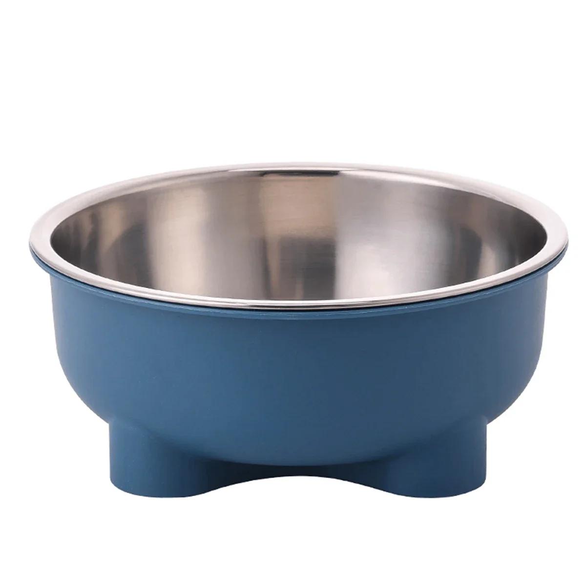 

1PC Four-Legged Solid Color Stainless Steel Pet Dog Bowl And Cat Bowl For Indoor And Outdoor Use синий