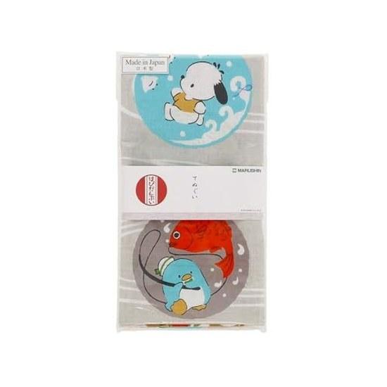 Marushin Tenugui Sanrio Characters Hapidanbui Traditional Patterns Nostalgic Revival Towel Thin Japan Made Bath Souvenir Overseas Foreign Foreigners