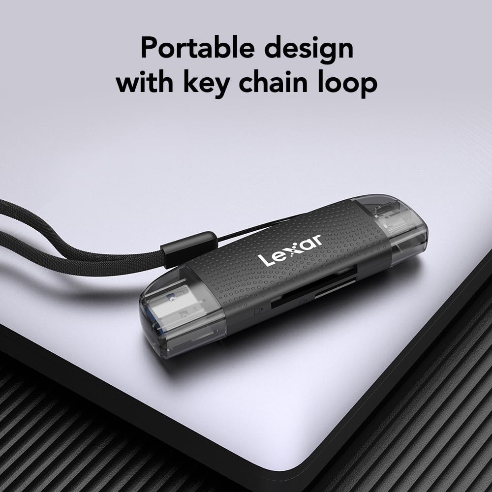 Lexar Card Reader Dual-Slot USB-A USB-C Type-C Reader Up To 205Mb/s 2-in-1 Card Reader SD Card Reader and Micro SD Card Reader for Computer and Phone
