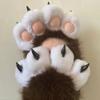 Leopard Print Plush Animal Paw Gloves Synthetic Fur Style Fursuit Hand Paws Cosplay Costume for Halloween Party
