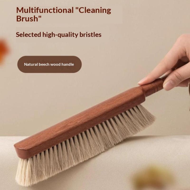 1Pcs Reusable Natural Fiber Bristles Soft Dust Brush With Wooden Handle For Cleaning Beds Sofas Furniture And Coats