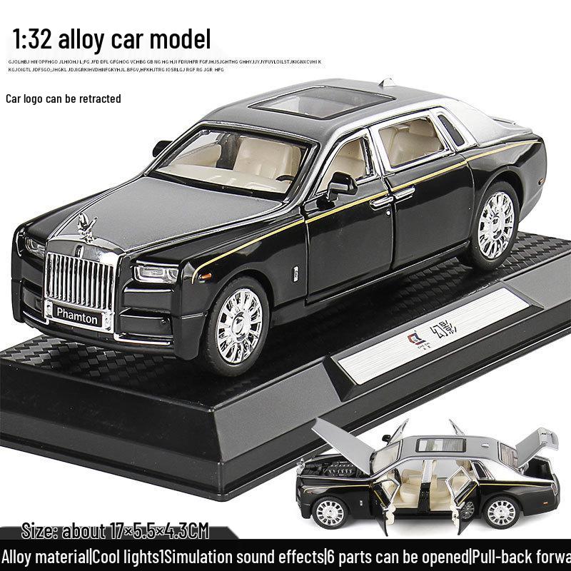1:32 Rolls-Royce Phantom Toy Car with Suicide Doors, Sound & Light, Alloy Pull-Back Model