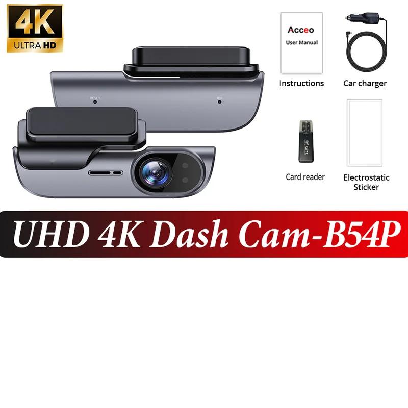 

Автомобильный видеорегистратор HAOGU 4K UHD, запись видео в автомобиле, видеорегистратор ночного видения, видеорегистратор с поддержкой GPS, Wi-Fi, черный ящик, круглосуточная парковка 64G