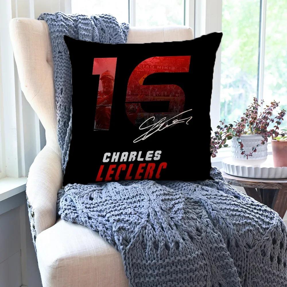C-Charles L-Leclerc F1 16 Kissenbezug Quadratisches Kissen Schlafzimmer Sofa Freizeit Komfortkissen Auto Wohnzimmer Heimdekoration 40X40