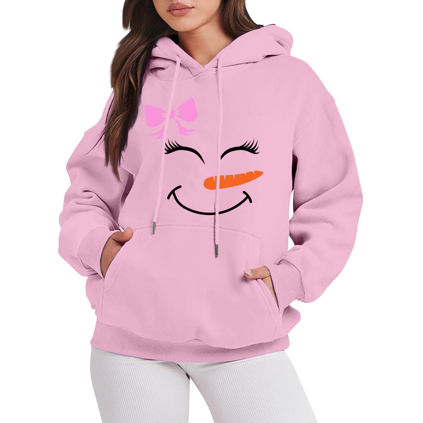 

Womens Oversized Sweatshirts Fleece Hoodies Long Sleeve Pullover Fall Outfits With Pocket XL розовый