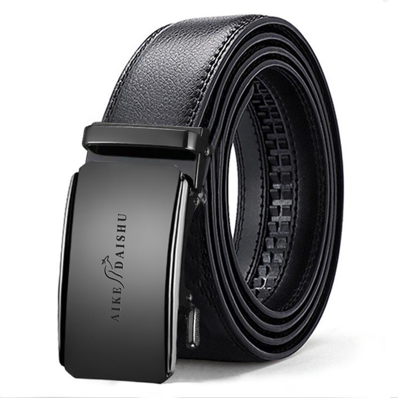 New Style Men's Genuine Leather Belt Automatic Buckle Cowhide Belt Business Casual Simple Middle Aged and Young Belt Men